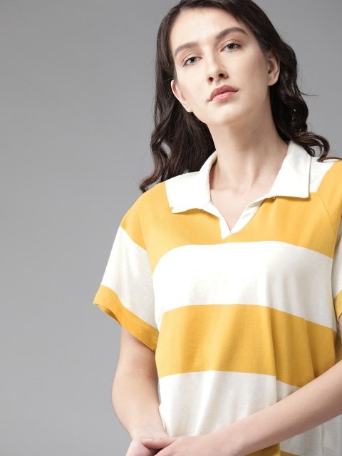 roadster-women-yellow-off-white-striped-pure-cotton-polo-collar-t-shirt-1.jpg